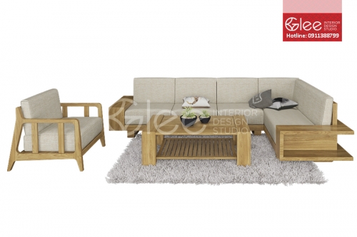 Bộ bàn ghế sofa gỗ phòng khách - GSG25
