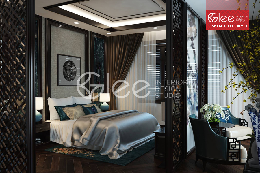 Các vách ngăn phòng khách và phòng ngủ sang trọng